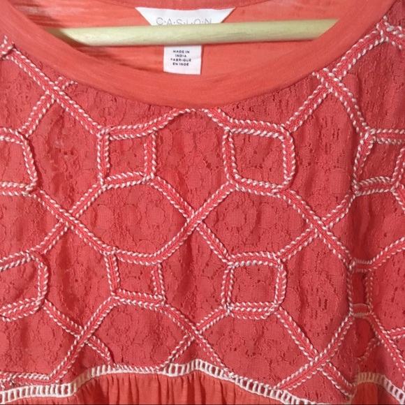 Caslon coral boho babydoll top - Picture 4 of 5